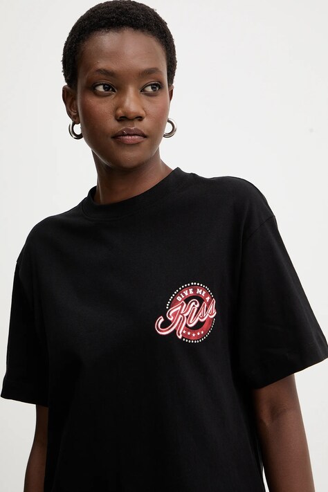 Guess t-shirt bawełniany damski kolor czarny W5BI22 I3Z14