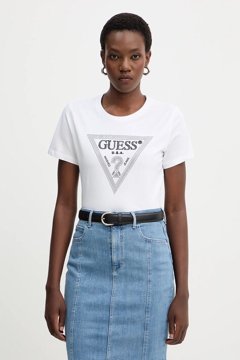 Бавовняна футболка Guess колір білий W5BI18 I3Z14