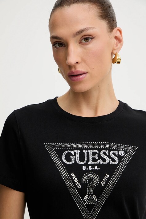 Бавовняна футболка Guess — AW25-TSD0N8, чорний — фото 4