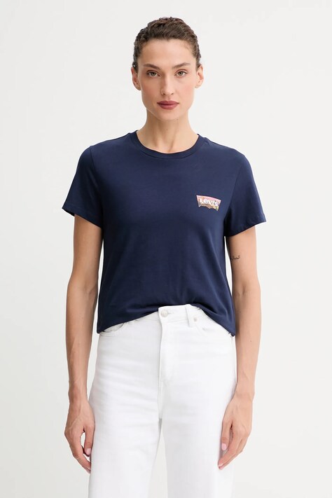 Pamučna majica Levi's za žene, boja: tamno plava, A2086