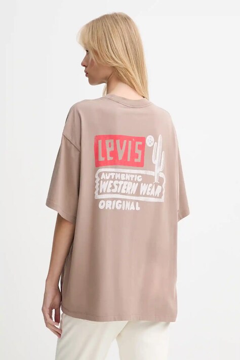 Levi's tricou din bumbac culoarea maro, 000G4