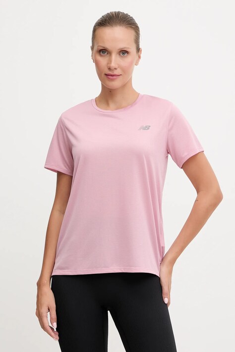 New Balance tricou de antrenament culoarea roz, WT41222PTF
