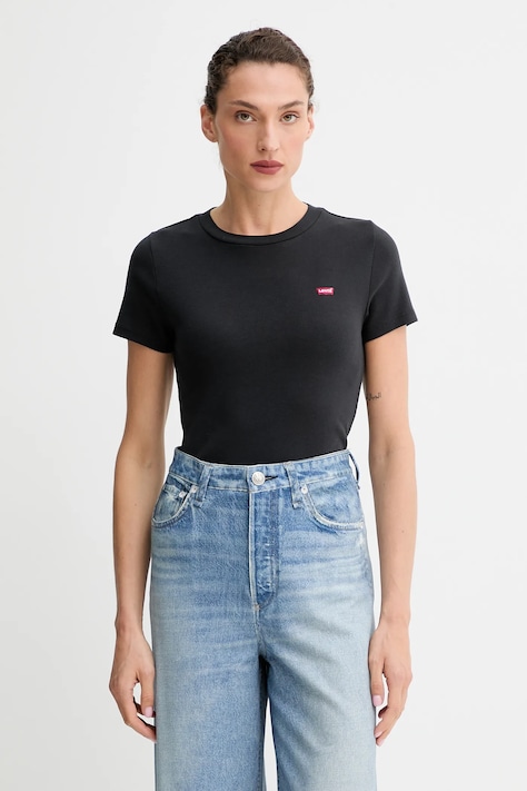 Bavlnené tričko Levi's 2-pak dámske, čierna farba, 004AO