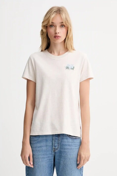 Levi's tricou din bumbac culoarea bej, 17369