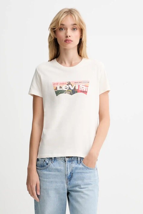 Levi's tricou din bumbac culoarea bej, 17369