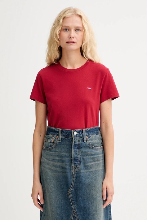 Bavlněné tričko Levi's dámské, červená barva, 39185