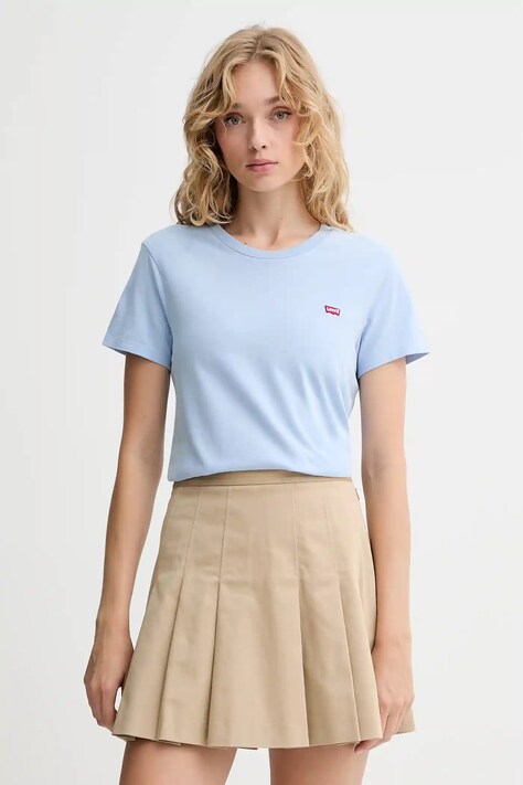 Bavlněné tričko Levi's dámské, modrá barva, 39185