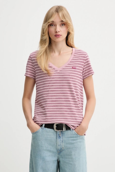 Bavlněné tričko Levi's dámské, růžová barva, 85341