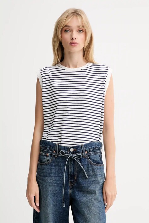 Βαμβακερό τοπ Levi's χρώμα: άσπρο, A8794