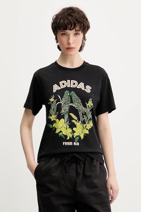 Хлопковая футболка adidas x Farm Rio цвет чёрный JV8609