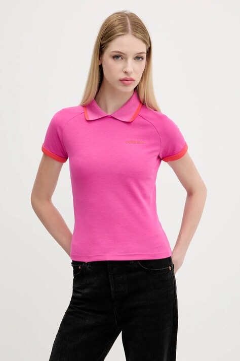 adidas Originals tricou polo Short Polo culoarea roz, JY3489