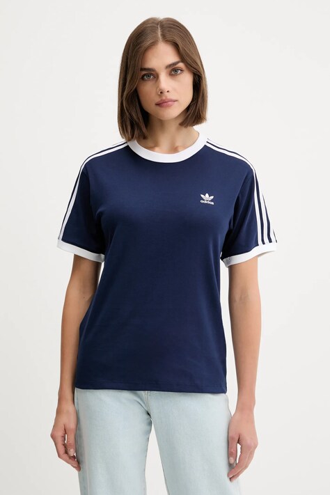 adidas Originals t-shirt 3 Stripe Tee damski kolor niebieski JY4852