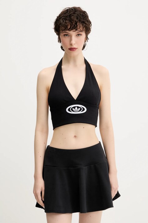 adidas Originals top din bumbac Campus V Top culoarea negru, KC8802