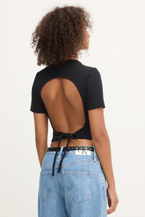 Тениска adidas Originals Cut Out Rib Tee дамска в черно KC8804