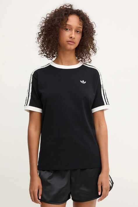 Тениска adidas Originals Ruffle 3S Tee дамска в черно KC8819