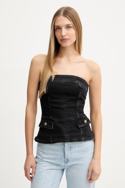 Džínový top Marciano Guess DORIS dámský, černá barva, 5BGH15 7147A