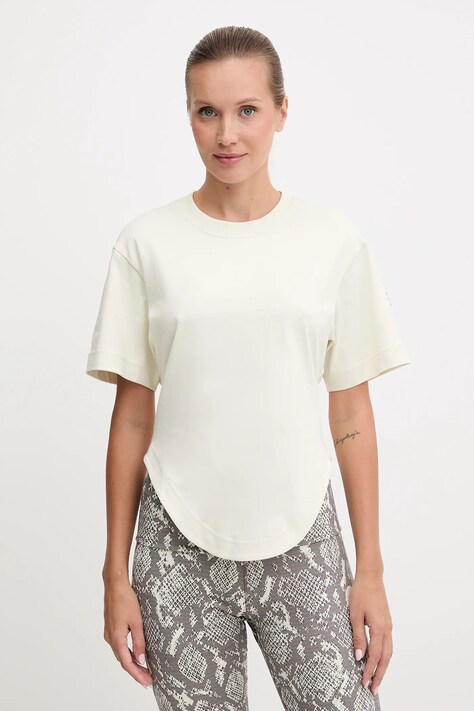 adidas by Stella McCartney tricou de antrenament culoarea bej, JX6775