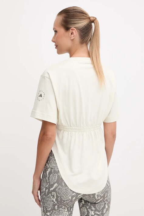 adidas by Stella McCartney tricou de antrenament culoarea bej, JX6775