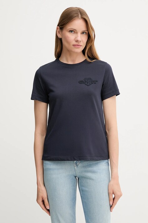 Gant t-shirt bawełniany damski kolor granatowy 4202589