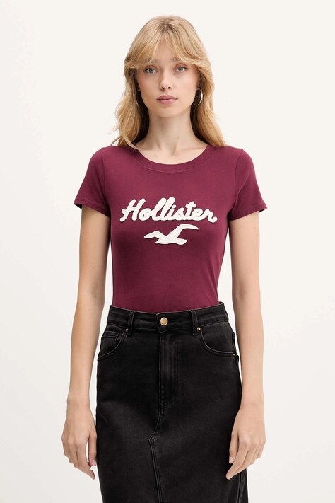 Hollister Co. t-shirt bawełniany damskie kolor bordowy KI357-5016