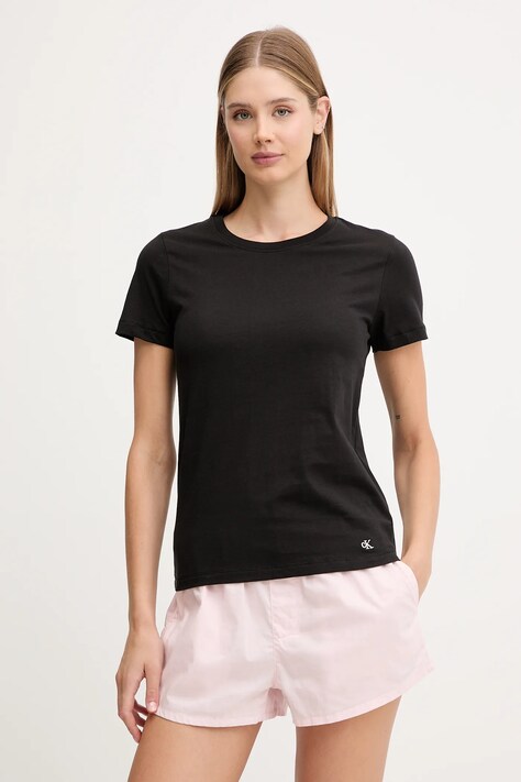 Calvin Klein Underwear t-shirt bawełniany 3-pack damski kolor czarny LV00QS7485
