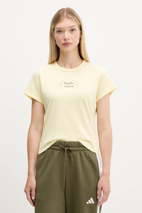 Abercrombie & Fitch t-shirt bawełniany damski kolor żółty KI157-5176