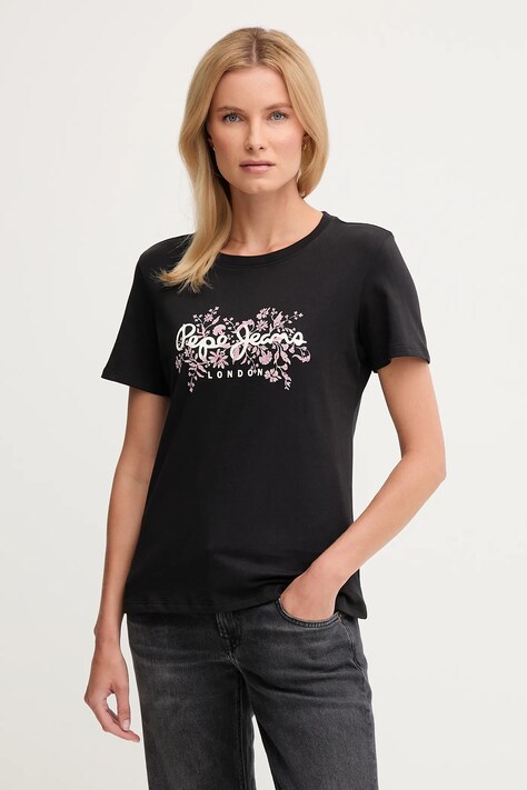 Pepe Jeans t-shirt bawełniany damski kolor czarny PL5000049