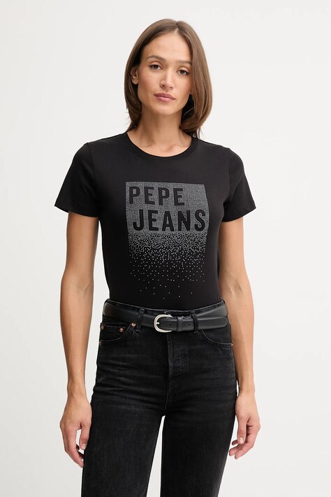 Pepe Jeans t-shirt bawełniany damski kolor czarny PL5000020