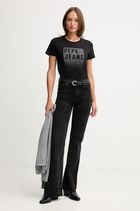 Бавовняна футболка Pepe Jeans — AW25-TSD0T1, чорний — фото 2