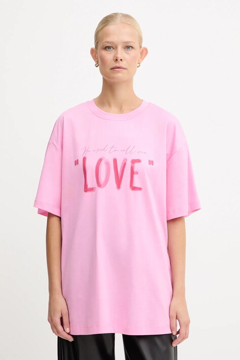 Twinset t-shirt bawełniany damski kolor różowy 252AQ2120