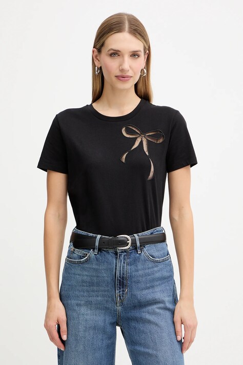 Twinset t-shirt bawełniany damski kolor czarny 252TT2312