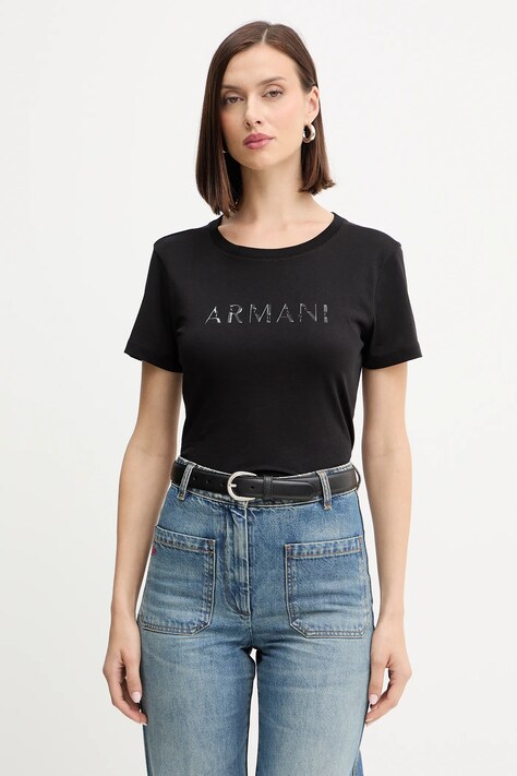 Armani Exchange t-shirt bawełniany damski kolor czarny XW001376 AF10356