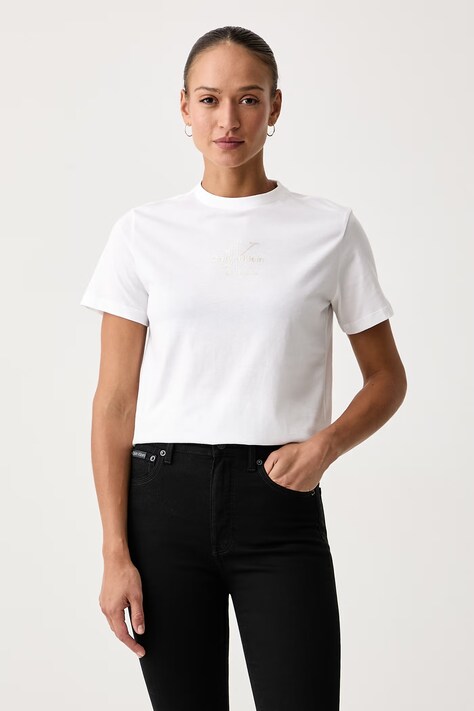 Calvin Klein Jeans T-shirt damski bawełniany biały LV047D873G