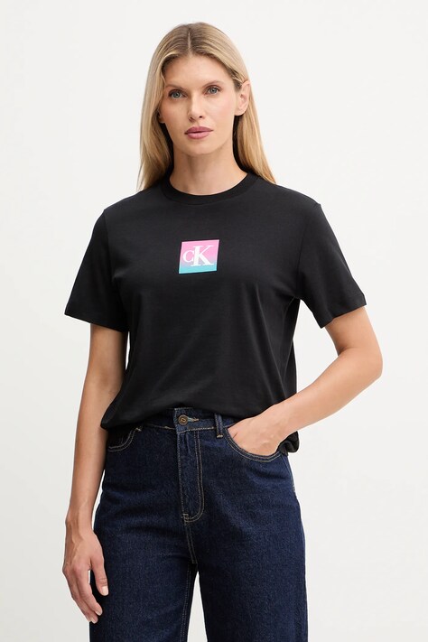 Calvin Klein Jeans t-shirt bawełniany damski kolor czarny LV047D874G