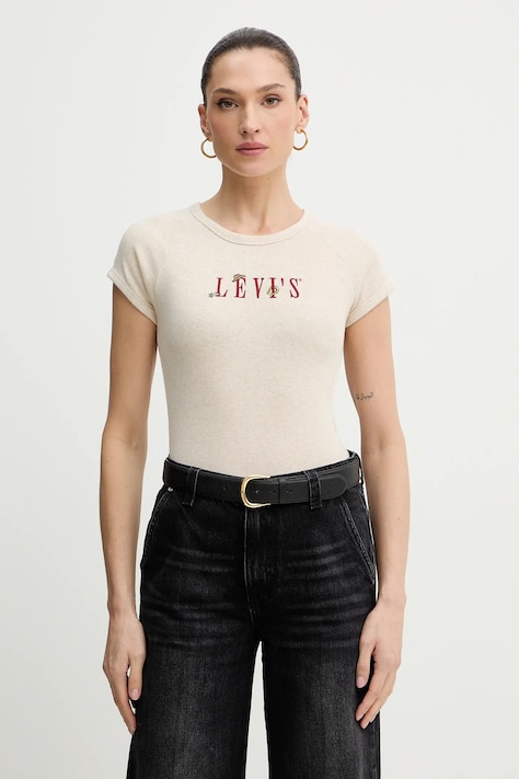 Levi's t-shirt damski kolor beżowy 003R2