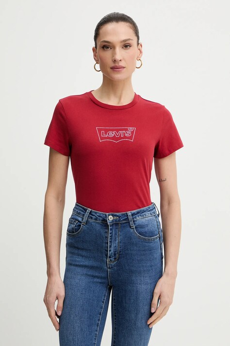 Levi's t-shirt bawełniany damski kolor czerwony 17369
