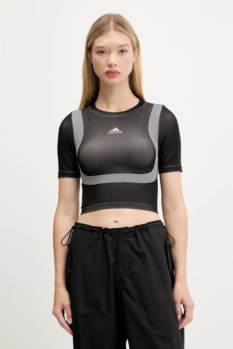 adidas Originals tricou Seamless Techfit Baby Tee culoarea negru, JV7159