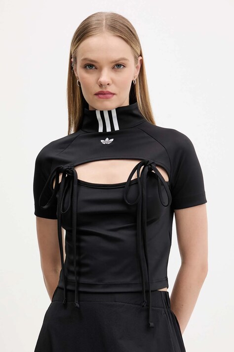Футболка adidas Originals Ribbon Crop Top колір чорний півгольф JX2537