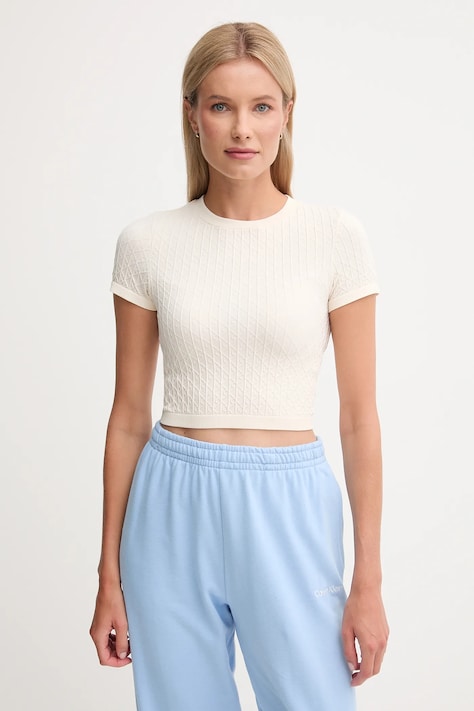 Calvin Klein Underwear t-shirt lounge damski kolor beżowy LV00QS7546