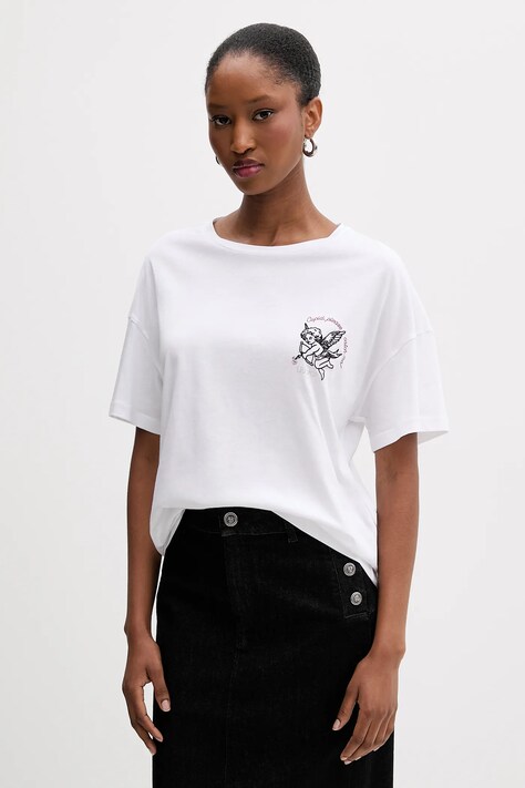 Liu Jo t-shirt bawełniany damski kolor biały MF5416 JS923
