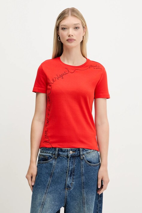 Desigual t-shirt CHARLY damski kolor czerwony 25WWTK08