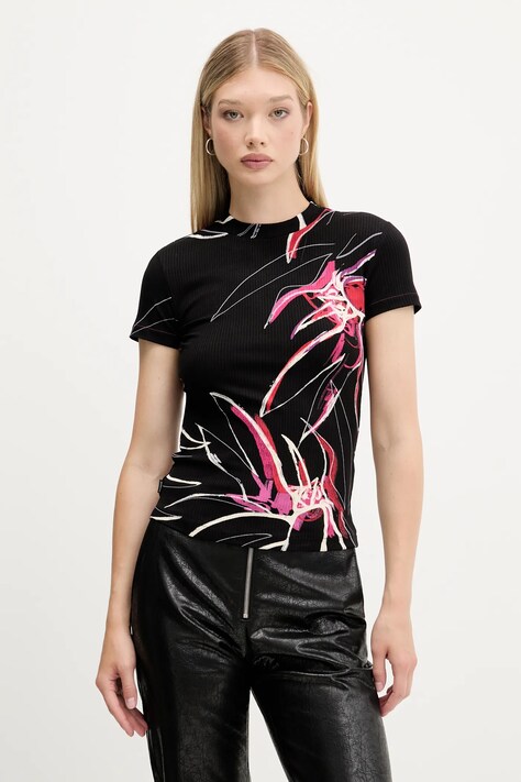 Desigual t-shirt LALA damski kolor czarny 25WWTK16