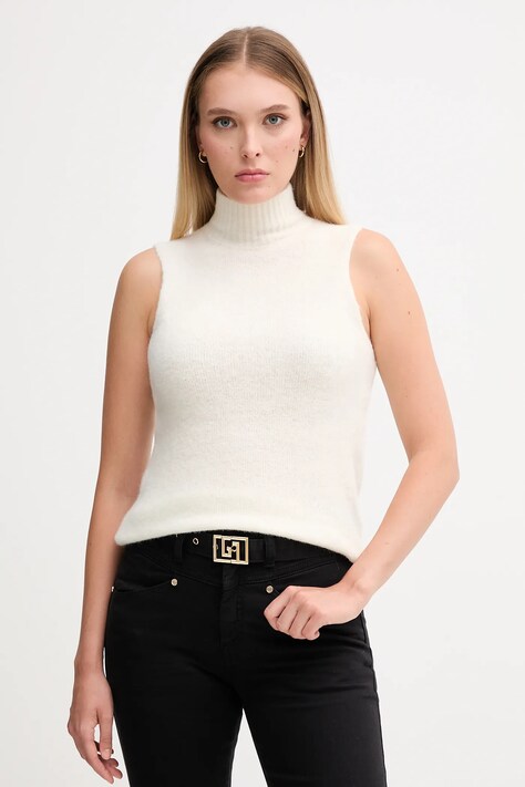 Gaudi sweter damski kolor beżowy lekki z golfem 521FD53009