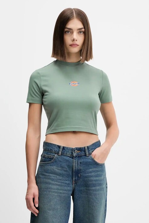 Dickies t-shirt bawełniany damski kolor zielony DK0A4XPO