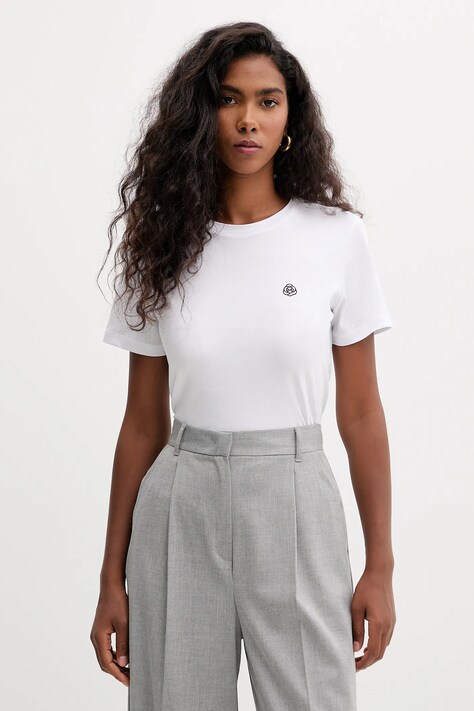 Marella t-shirt bawełniany damski kolor biały 2523976084200