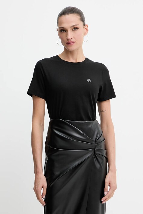 Marella t-shirt bawełniany damski kolor czarny 2523976084200