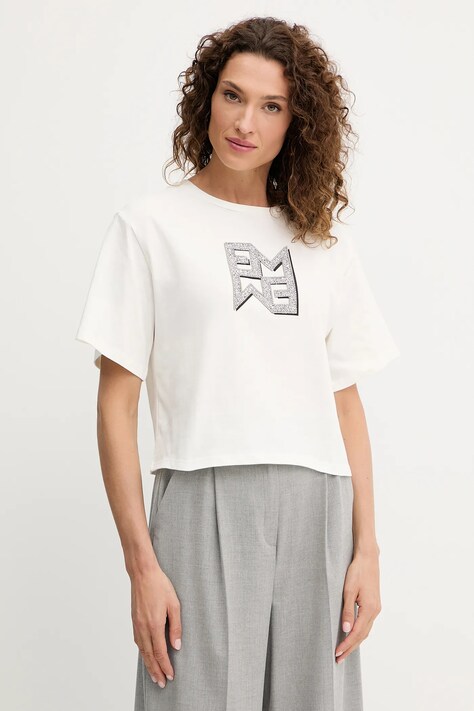 Marella t-shirt bawełniany Emme by Marella damski kolor beżowy 2525976021200
