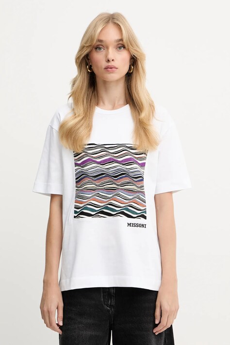 Missoni t-shirt bawełniany damski kolor biały DS25WL06.BJ00PJ
