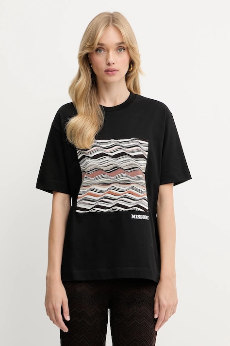 Missoni tricou din bumbac culoarea negru, DS25WL06.BJ00PJ