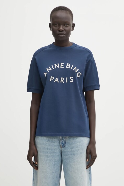 Anine Bing t-shirt bawełniany jaylin damski kolor granatowy A.08.11527